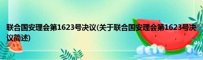 联合国安理会第1623号决议(关于联合国安理会第1623号决议简述)