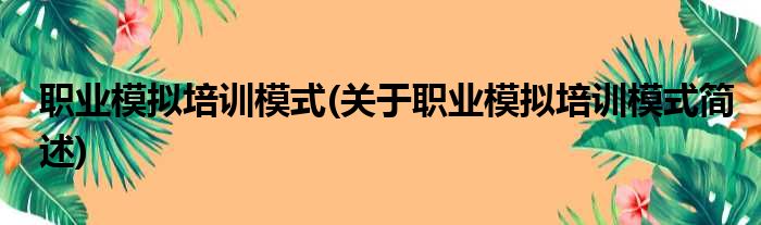 职业模拟培训模式(关于职业模拟培训模式简述)