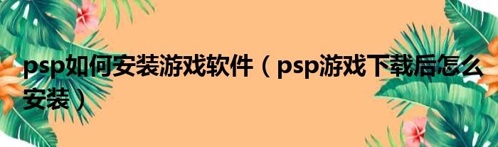 psp如何安装游戏软件（psp游戏下载后怎么安装）