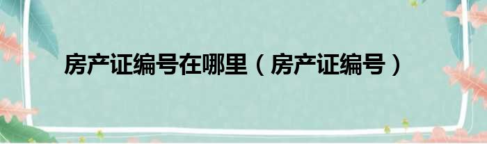 房产证编号在哪里（房产证编号）