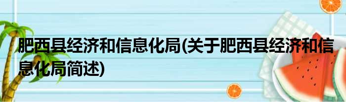 肥西县经济和信息化局(关于肥西县经济和信息化局简述)