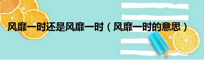 风靡一时还是风靡一时（风靡一时的意思）