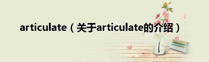 articulate（关于articulate的介绍）