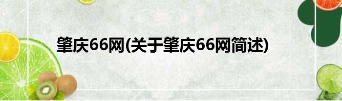 肇庆66网(关于肇庆66网简述)