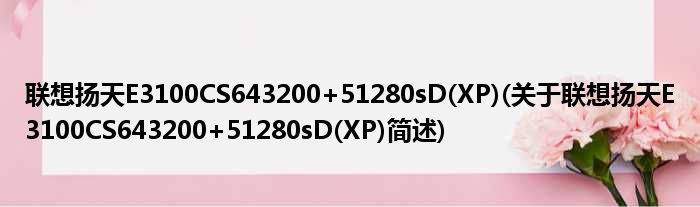 联想扬天E3100CS643200+51280sD(XP)(关于联想扬天E3100CS643200+51280sD(XP)简述)