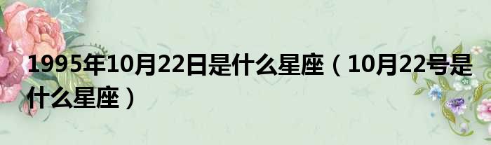 1995年10月22日是什么星座（10月22号是什么星座）