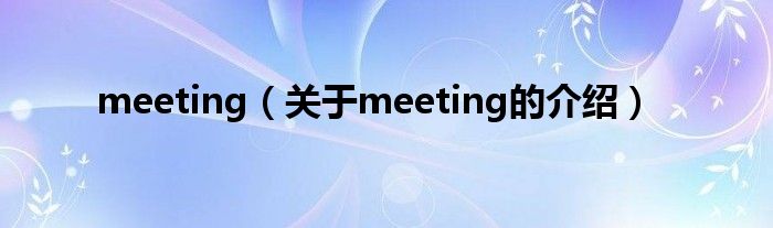 meeting（关于meeting的介绍）