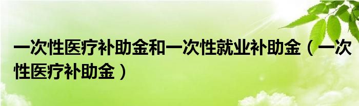 一次性医疗补助金和一次性就业补助金（一次性医疗补助金）