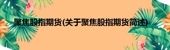 聚焦股指期货(关于聚焦股指期货简述)