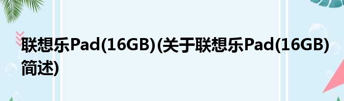 联想乐Pad(16GB)(关于联想乐Pad(16GB)简述)