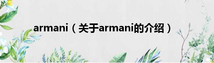 armani（关于armani的介绍）