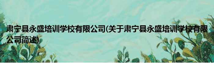 肃宁县永盛培训学校有限公司(关于肃宁县永盛培训学校有限公司简述)