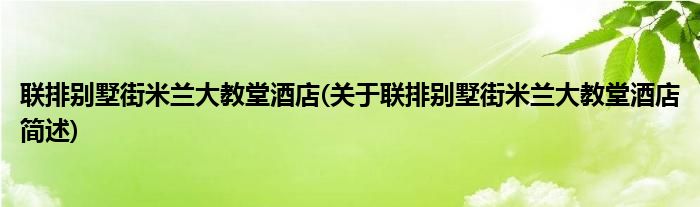 联排别墅街米兰大教堂酒店(关于联排别墅街米兰大教堂酒店简述)