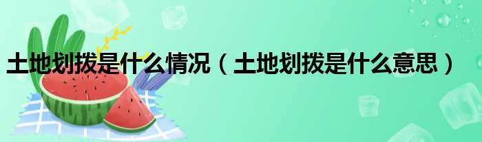 土地划拨是什么情况（土地划拨是什么意思）