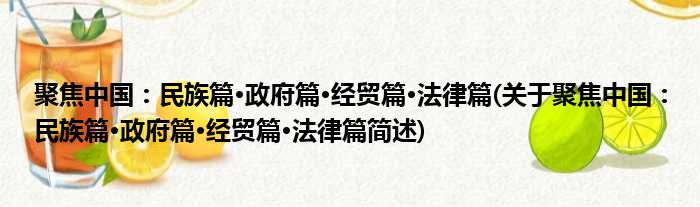 聚焦中国：民族篇·政府篇·经贸篇·法律篇(关于聚焦中国：民族篇·政府篇·经贸篇·法律篇简述)