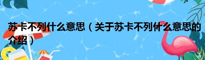 苏卡不列什么意思（关于苏卡不列什么意思的介绍）