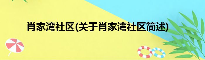 肖家湾社区(关于肖家湾社区简述)