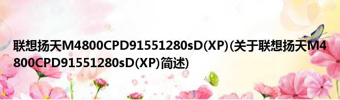 联想扬天M4800CPD91551280sD(XP)(关于联想扬天M4800CPD91551280sD(XP)简述)