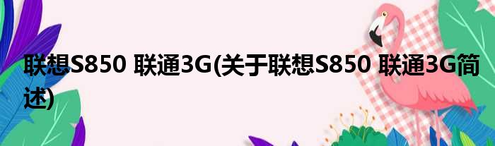 联想S850 联通3G(关于联想S850 联通3G简述)