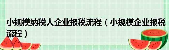 小规模纳税人企业报税流程（小规模企业报税流程）