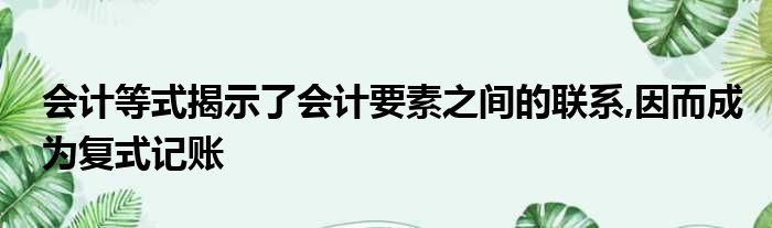 会计等式揭示了会计要素之间的联系,因而成为复式记账