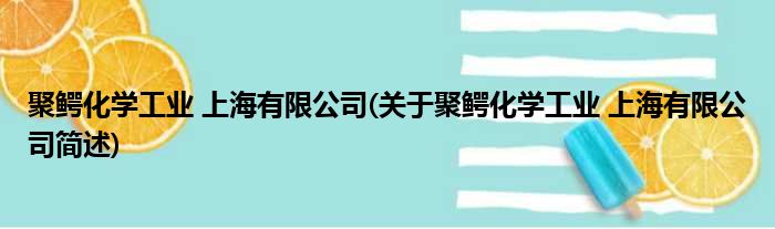 聚鳄化学工业 上海有限公司(关于聚鳄化学工业 上海有限公司简述)