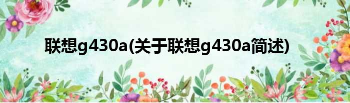 联想g430a(关于联想g430a简述)