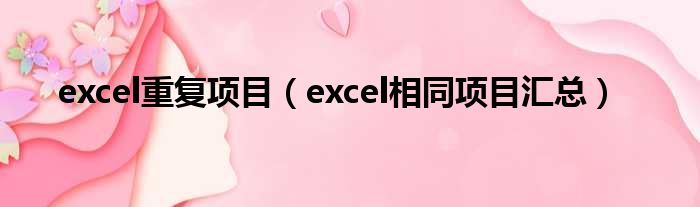 excel重复项目（excel相同项目汇总）