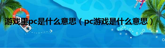 游戏里pc是什么意思（pc游戏是什么意思）