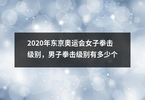 2020年东京奥运会女子拳击级别，男子拳击级别有多少个