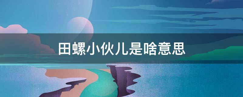 田螺小伙儿是啥意思