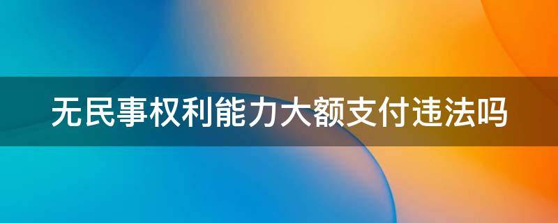 无民事权利能力大额支付违法吗