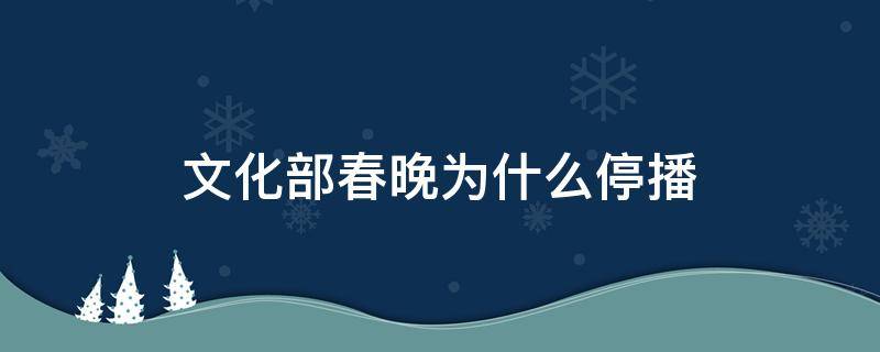 文化部春晚为什么停播