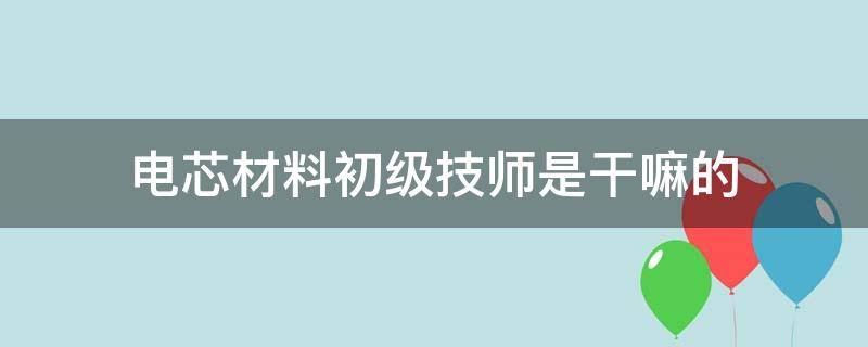 电芯材料初级技师是干嘛的