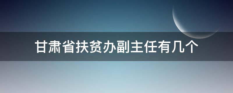 甘肃省扶贫办副主任有几个