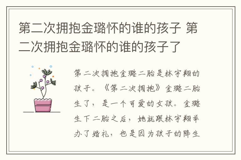 第二次拥抱金璐怀的谁的孩子 第二次拥抱金璐怀的谁的孩子了