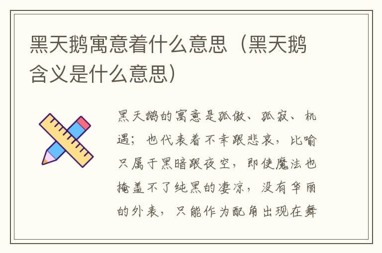 黑天鹅寓意着什么意思（黑天鹅含义是什么意思）