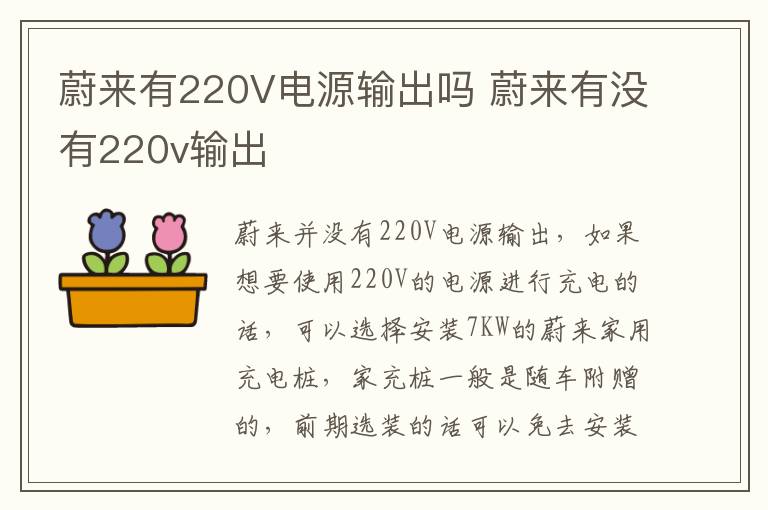 蔚来有220V电源输出吗