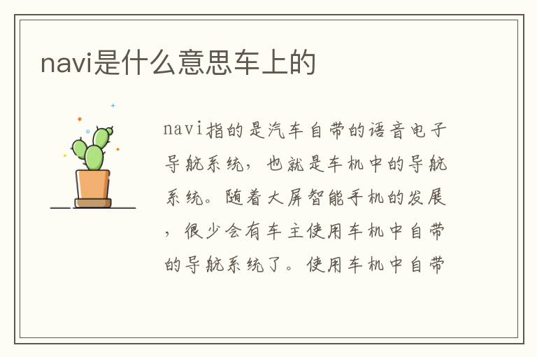 navi是什么意思车上的