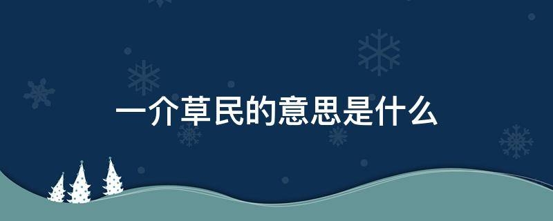 一介草民的意思是什么（一介草民是成语吗）