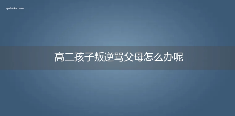 高二孩子叛逆骂父母怎么办呢