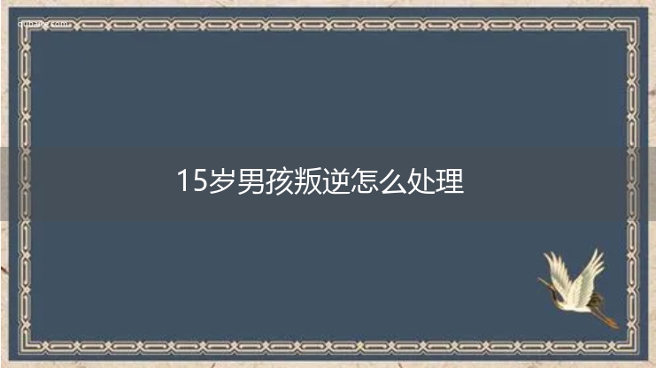 15岁男孩叛逆怎么处理