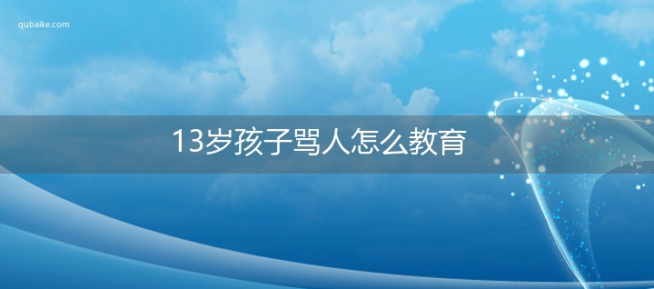 13岁孩子骂人怎么教育