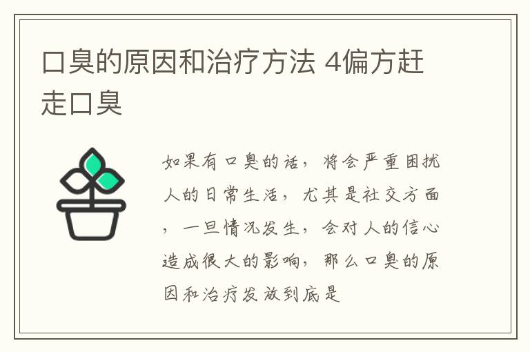 口臭的原因和治疗方法，4偏方赶走口臭