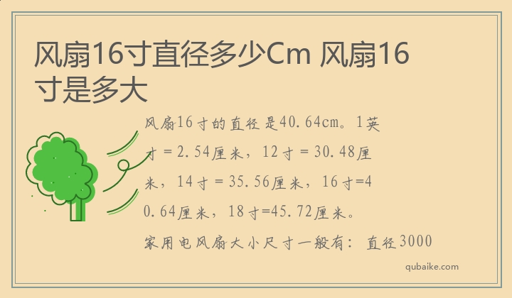 风扇16寸直径多少Cm,风扇16寸是多大