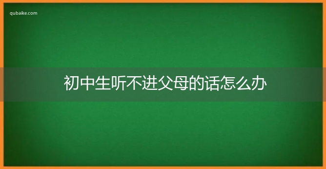 初中生听不进父母的话怎么办