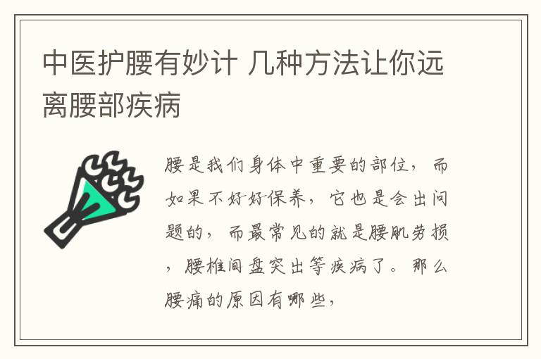 中医护腰有妙计，几种方法让你远离腰部疾病