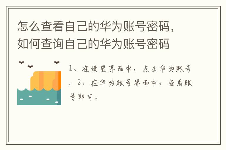 怎么查看自己的华为账号密码，如何查询自己的华为账号密码