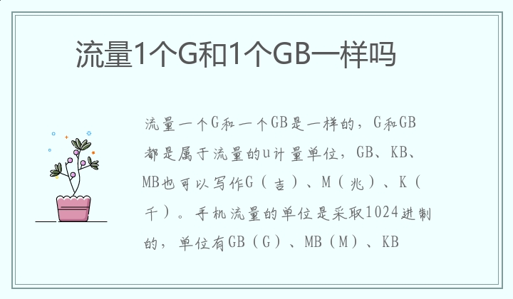 流量1个G和1个GB一样吗