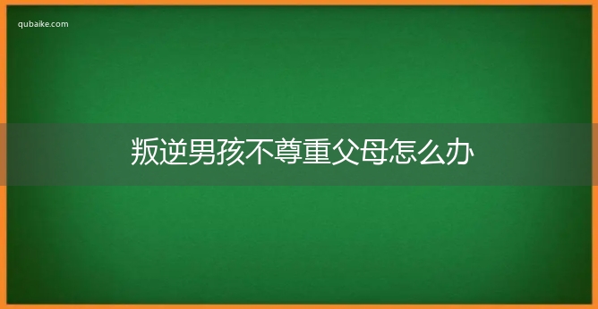 叛逆男孩不尊重父母怎么办